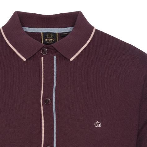 merc polo knit grape deep wine sleeve button fine london short through devon
